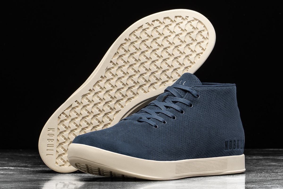 Nobull Suede Mid Women's Trainers Navy White | Australia (EV3296)